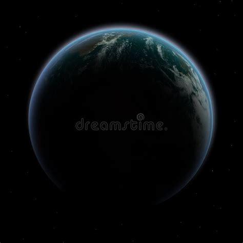 Planet Earth In Shadow With Beautiful Glowing Edge Stock Illustration ...