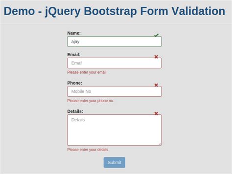 Powerful jQuery Bootstrap Form Validation with Example