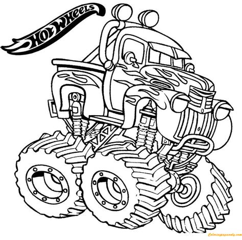 Monster Truck Hot Wheels Coloring Page - Free Printable Coloring Pages