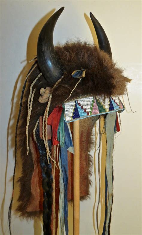 Replica Buffalo Horn Headdress detail, made by Bill and Kathy Brewer | Native american headdress ...