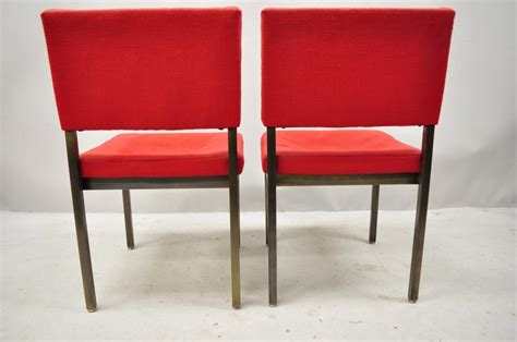 Midcentury Art Metal Inc Jamestown NY Brushed Bronze Metal Side Chairs, a Pair For Sale at 1stDibs