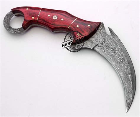 Online Selling Full Damascus Karambit Double Edge Knife