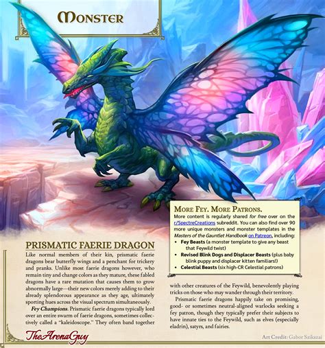 [OC][Homebrew] Prismatic Faerie Dragon | Oversized overlord of our favorite tiny dragons (full ...