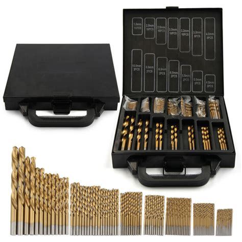 99pcs drill bit set 1/16"-3/8" hss titanium multi drill bits twist metal Sale - Banggood.com