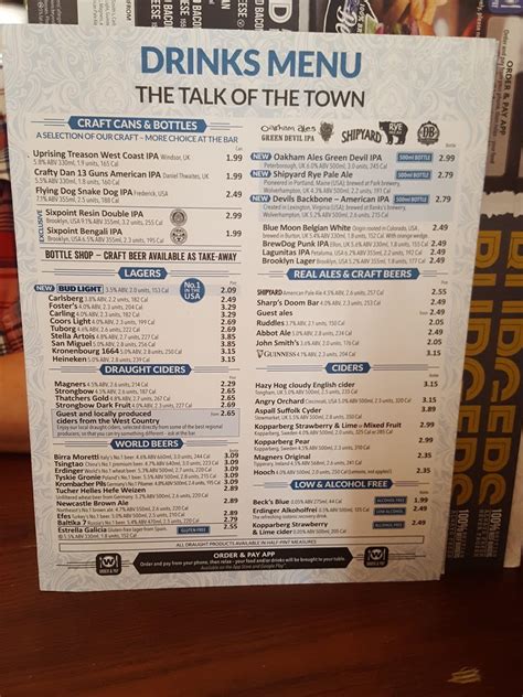 Menu at The Talk Of The Town - JD Wetherspoon pub & bar, Paignton