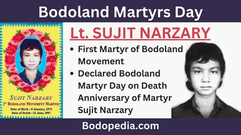 BODOLAND MARTYR'S DAY Celebration 2023 - Death Anniversary Of Sujit Narzary, The First Martyr Of ...