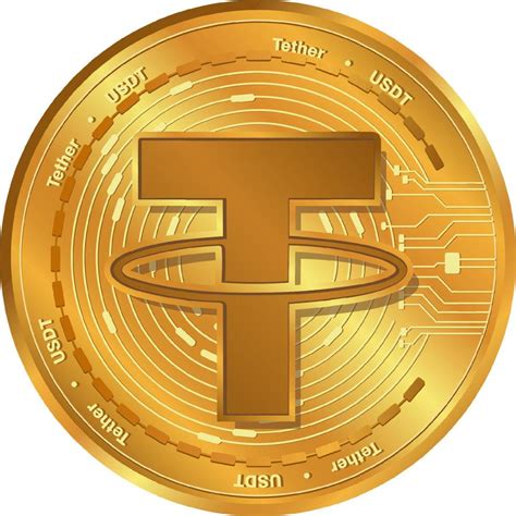 Tether USDT Cryptocurrency coins.USDT logo gold coin.Decentralized ...