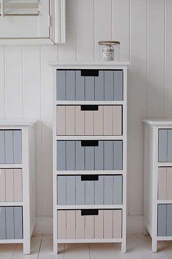 Beach bathroom tallboy storage free standing unit with 5 drawers ...