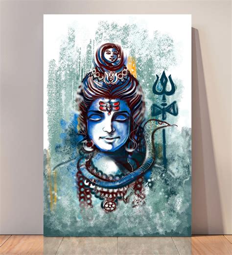 Buy Lord Shiv Abstract Canvas Painting By Artociti Online - Abstract ...