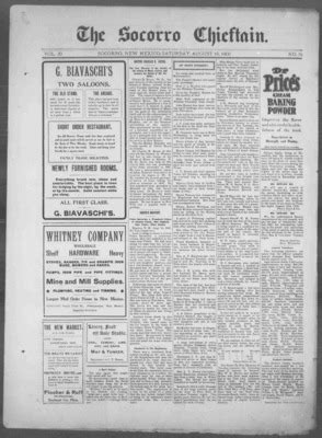 "Socorro Chieftain, 08-16-1902" by Chieftain Publishing Co.