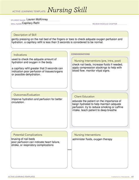 Capillary refill-Active Learning Template Nursing Skill form - ACTIVE LEARNING TEMPLATES ...