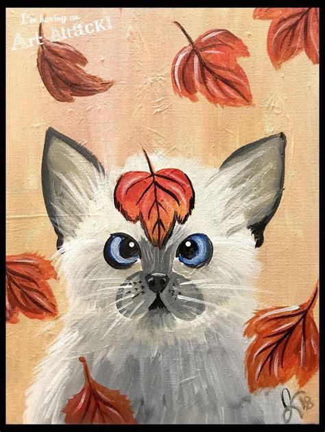 Fall Cat #PotteryParty | Cat painting, Acrylic painting canvas, Animal ...