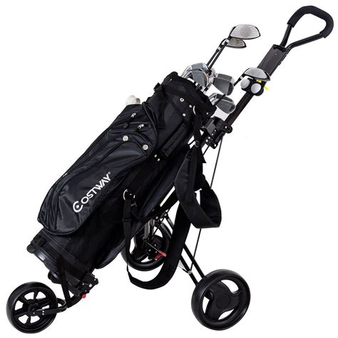 Tangkula Lightweight Foldable 3 Wheel Golf Push Pull Carts