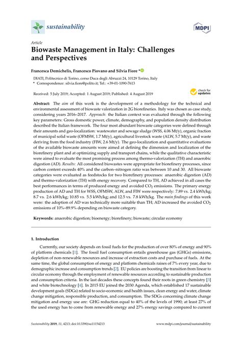 (PDF) Biowaste Management in Italy: Challenges and Perspectives