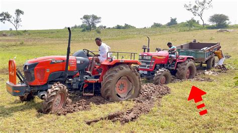 Mahindra tractor stuck in mud pulling out by Kubota tractor | Mahindra ...