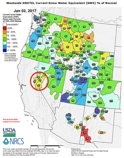 Climate Signals | Map: Westwide SNOTEL Current Snow Water Equivalent (SWE) % of Normal on ...