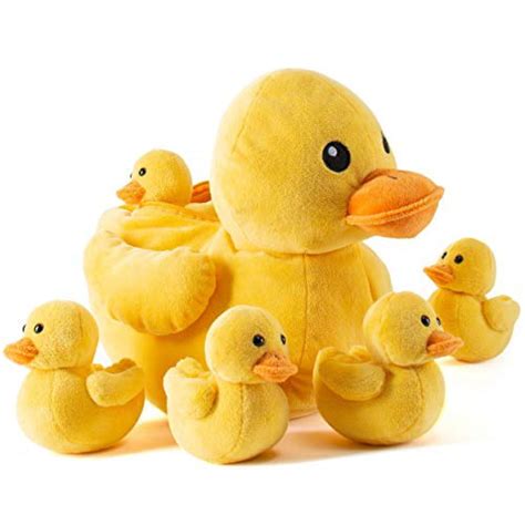 plush duck-Carry Along Plush Ducky with 5 Little Plush Ducklings - 6 Piece Soft Stuffed Animals ...