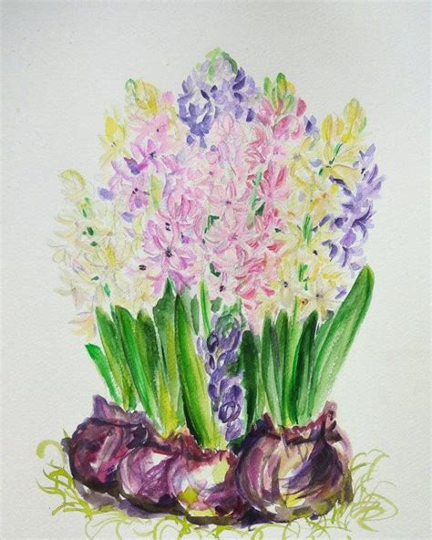 Hyacinth flowers original watercolor painting pastel pink | Etsy | Flower wall art, Floral ...