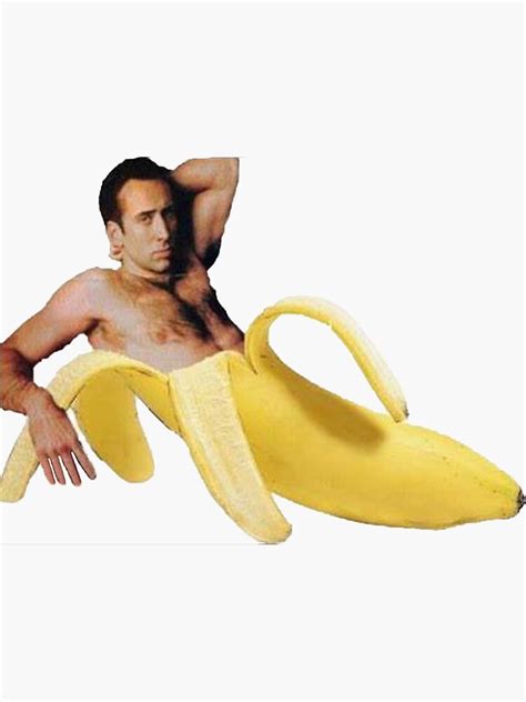 Nicolas Cage In A Banana - Original Yellow Sticker by tomohawk64 | Nicolas cage, Mood pics ...