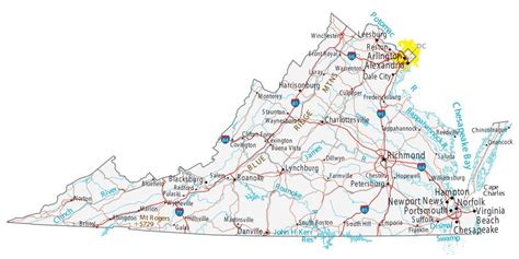 Virginia Lakes and Rivers Map - GIS Geography