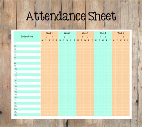 Teacher Attendance Sheet