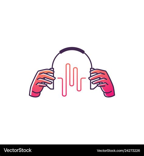 Hand hold headphones with music beats logo icon Vector Image