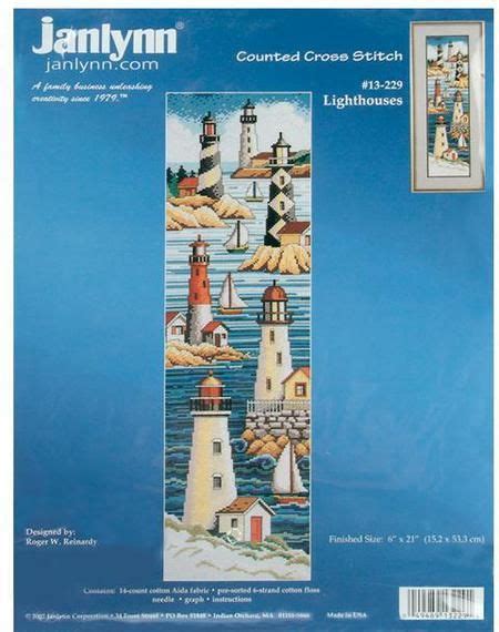 a cross stitch pattern with lighthouses on it