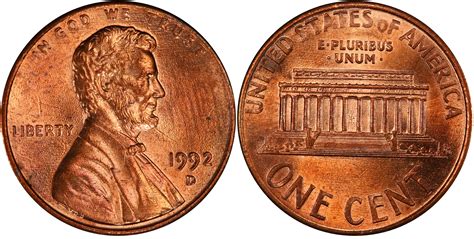 1992-D 1C Close AM, RB (Regular Strike) Lincoln Cent (Modern) - PCGS CoinFacts