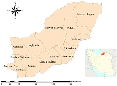 Map of the Golestan Province and its counties, northeast of Iran. | Download Scientific Diagram