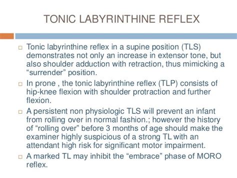 Tonic Labyrinthine Reflex Video Tonic labyrinthine reflex | Reflexes, Tonic, Integrated learning