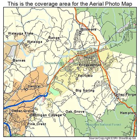 Aerial Photography Map of Elizabethton, TN Tennessee