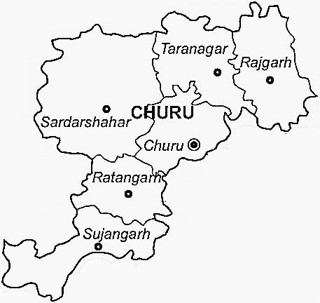 Churu District Map - View Churu District Road Map of Churu District