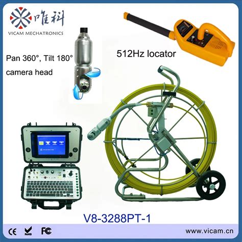 50mm camera head with 512Hz Locator CCTV Sewer Pipe Inspection Camera ...