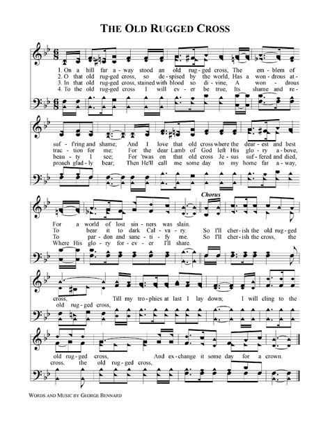 Printable Free Printable Printable The Old Rugged Cross Sheet Music