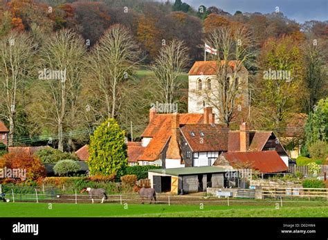 Bucks - Chiltern Hills - Fingest - isolated hamlet - cottages and farm buildings clustered round ...