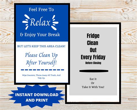 Keep Area Clean Signs 2 Printable Signs for Fridge and - Etsy