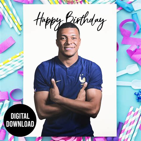 Mbappe Birthday Card Digital Download Kylian Mbappe Card - Etsy Canada