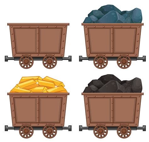 Mining carts with stones and gold 419373 Vector Art at Vecteezy