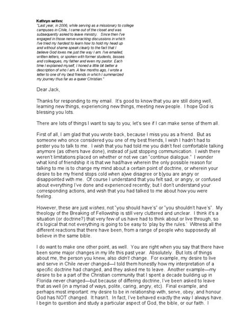 Dear Jack - A Coming Out Letter | PDF | Coming Out | Homosexuality