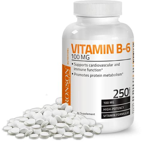 Vitamin B6 100 mg Premium Vitamin B6 – Promotes Protein Metabolism, Cardiovascular System ...