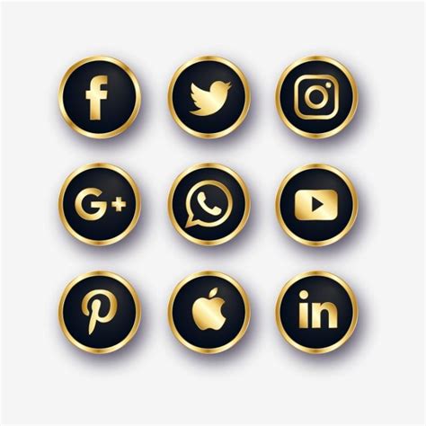 Golden Social Media Icons | Social media icons, Media icon, Social icons