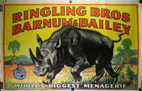 RINGLING BROS AND BARNUM & BAILEY- RHINOS, Original Vintage Circus Poster - Original Vintage ...