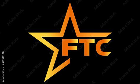 FTC golden luxury star icon three letter logo design vector template ...