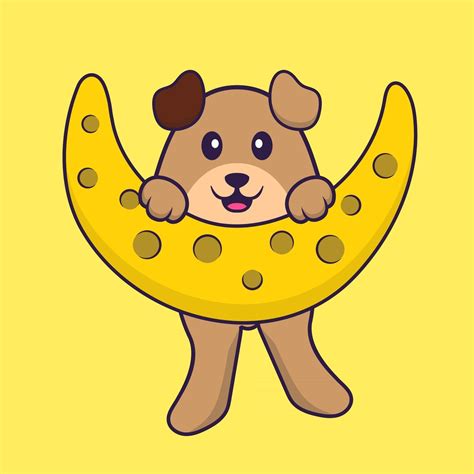 Cute dog is on the moon. Animal cartoon concept isolated. Can used for ...