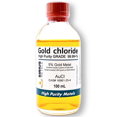 Gold Chloride - 5% Solution - 100 mL - Sirius Metals