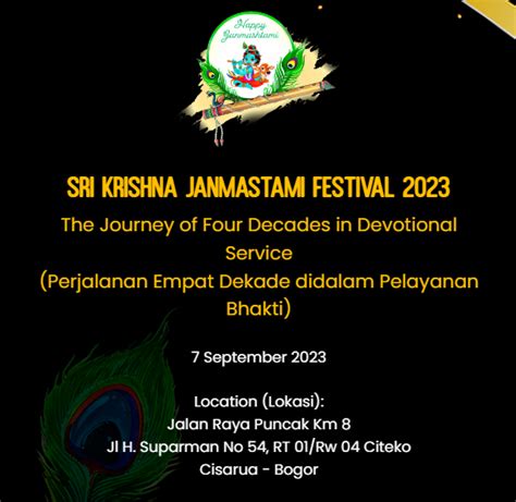 Celebrate Sri Krishna Janmashtami at ISKCON Temple Puncak on 7 Sept, 2023 - Indoindians.com