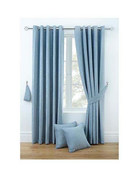 LUXURY CHENILLE LINED EYELET CURTAINS | Blue curtains living room, Modern furniture living room ...