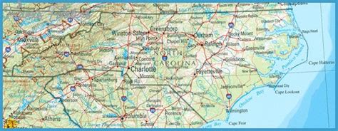 North Carolina Map Tourist Attractions - TravelsFinders.Com