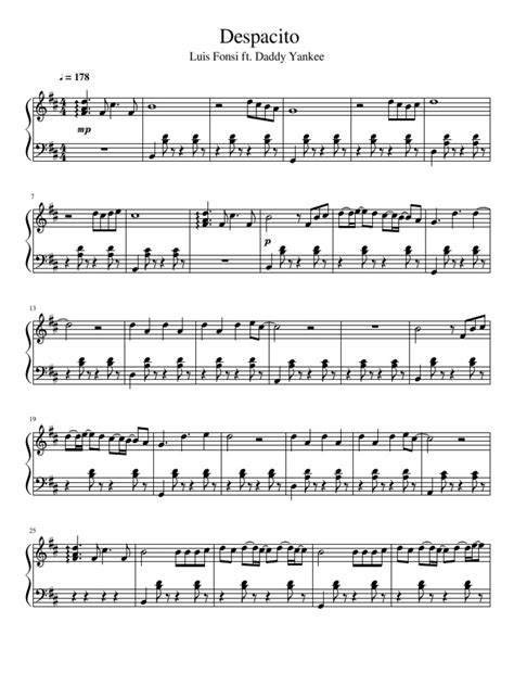 Despacito Piano Sheet.pdf | Musica en español | Ocio