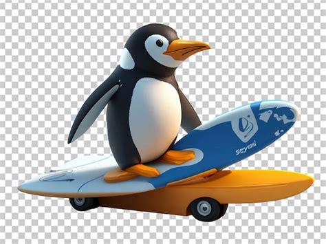 Premium PSD | 3d penguin sliding off snow hill cartoon